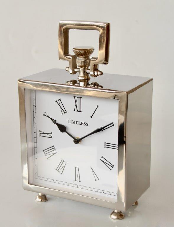 Large Square Nickel Table Clock